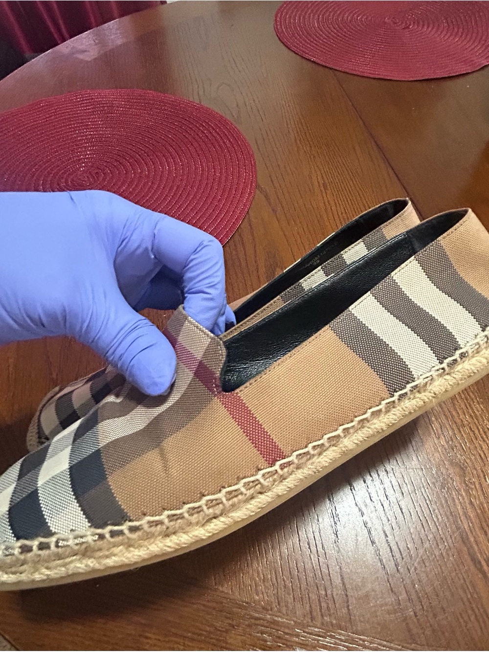Burberry Beige Black White Plaid Espadrilles - Picture 4 of 4